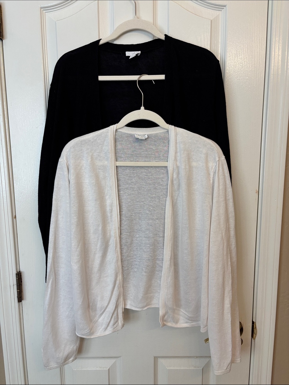 Set of Two J. Jill White & Black Open-Front Women's Cardigan Sweater ~Women’s XL